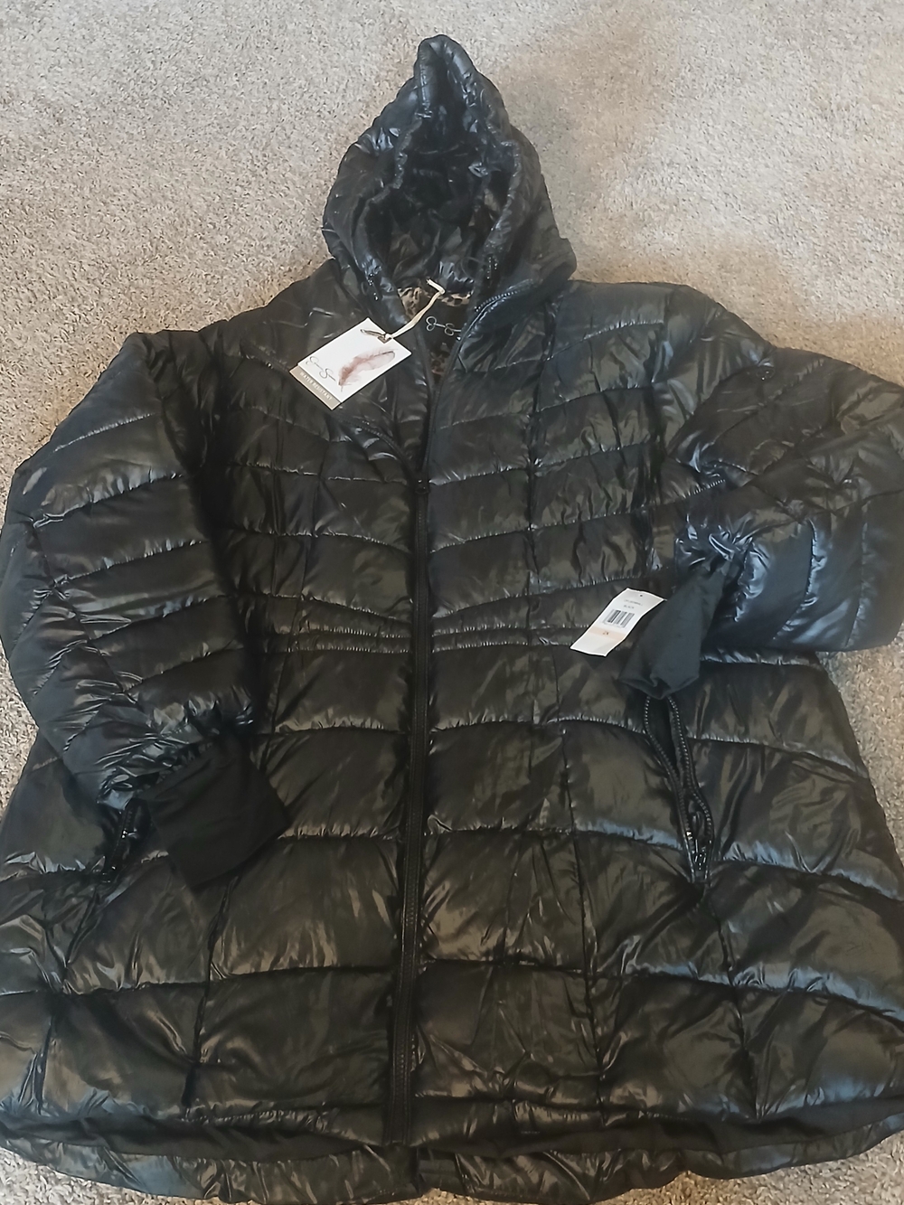 Jessica Simpson Black Water Resistant Puffer Jacket with Hood